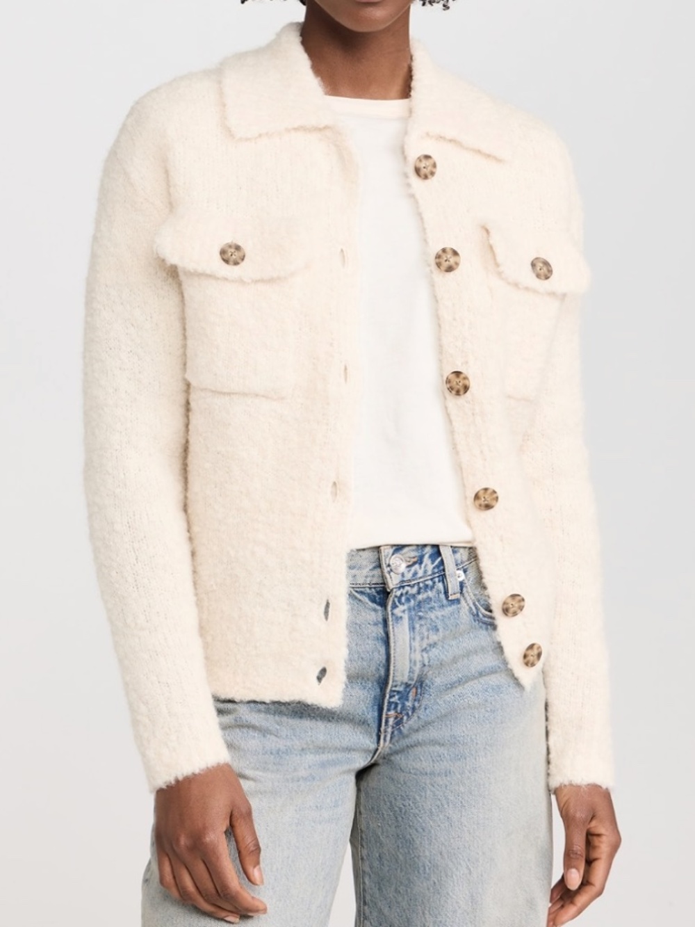 Madewell 'Jill' Boucle Sweater Jacket Shacket Wool Alpaca Cozy Fall Layering
